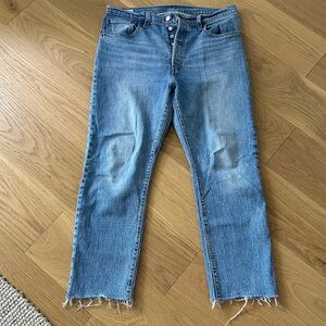 Levi’s 501 light wash raw hem 32 (actual 34x27) denim jeans premium